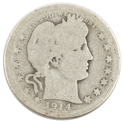 1914-S Barber Silver Quarter 25c (AG) About Good Condition