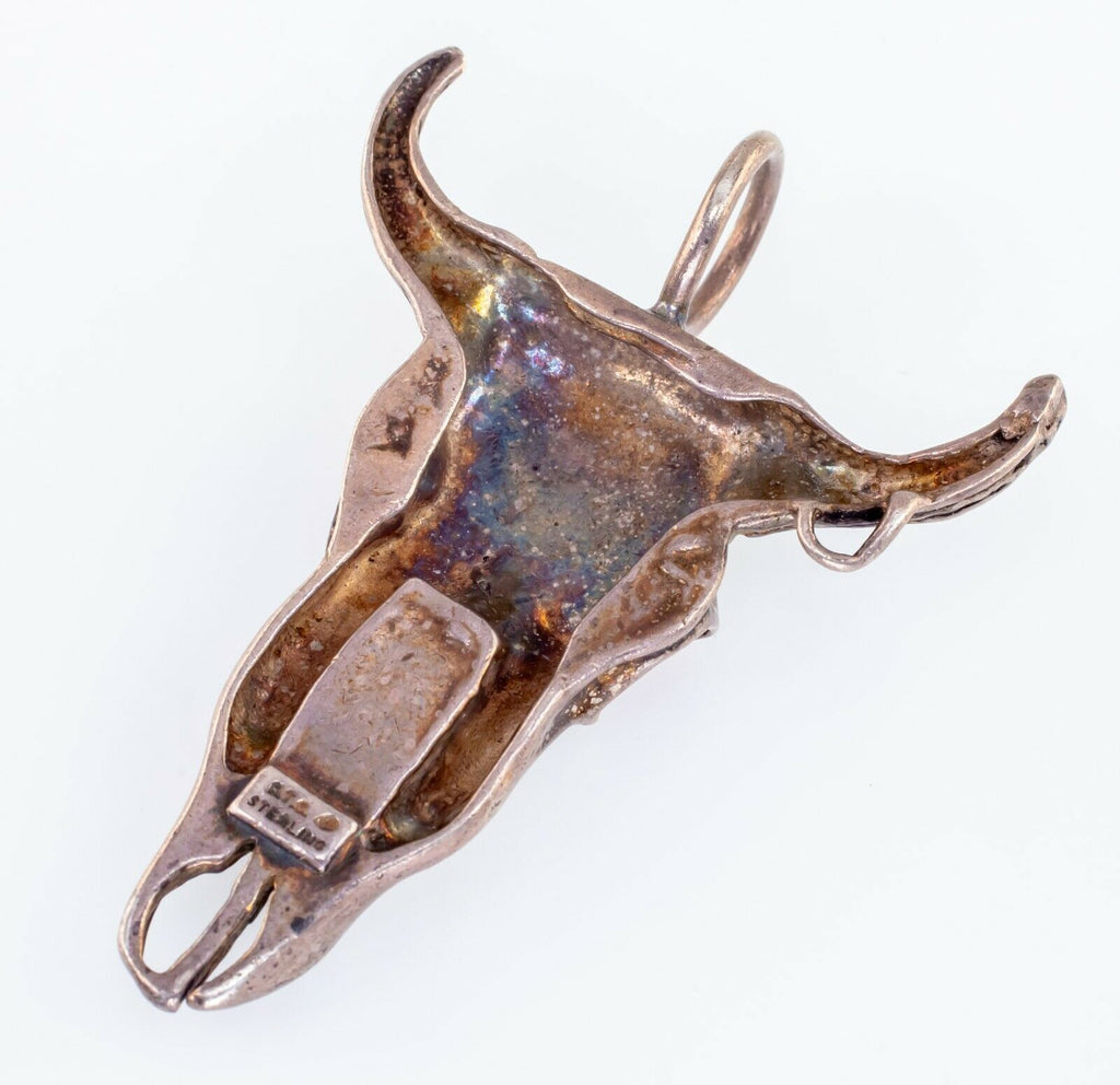 Bull Skull Sterling Silver Pendant By S.T.C.