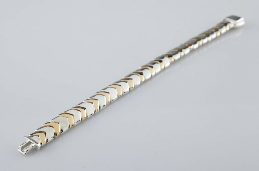 Tiffany & Co. Sterling Silver & 18k Yellow Gold Chevron Bracelet 7.25"