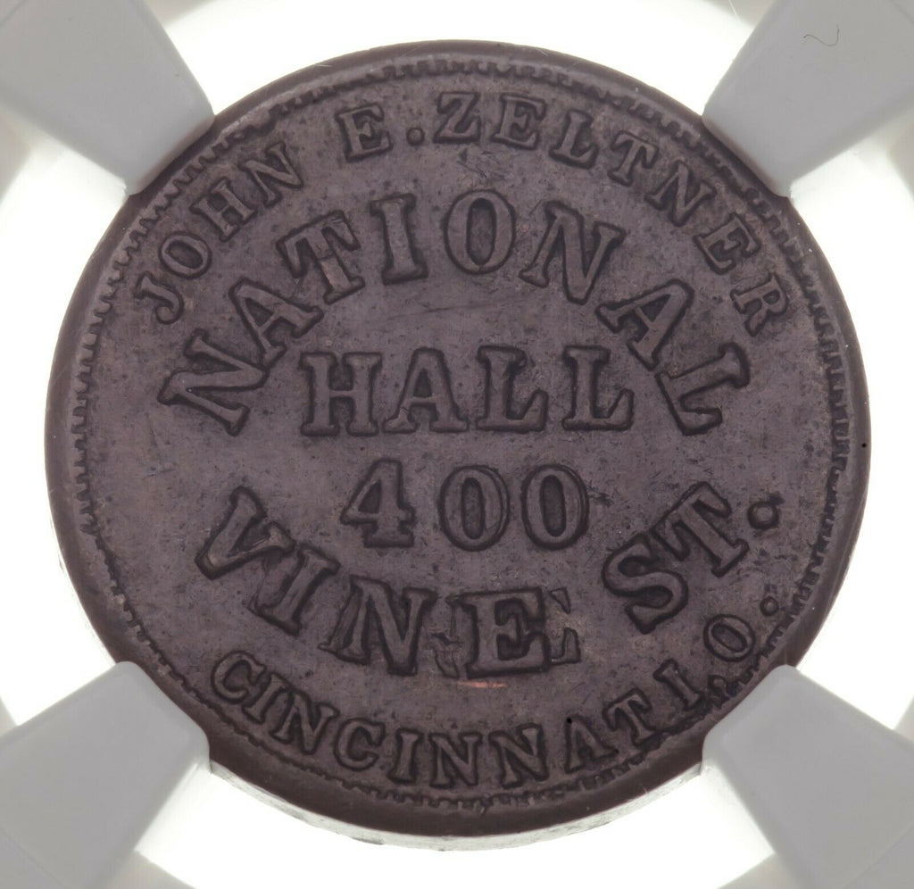 1863 Cincinnati OH John Zeltner Nat'l Hall Token NGC MS-62 BN F-165GY-8a