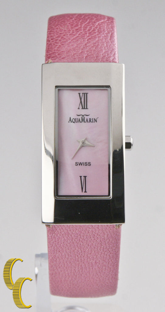 AquaMarin Women's Stainless Steel Watch w/ Pink Dial Pink Leather Strap AL22103