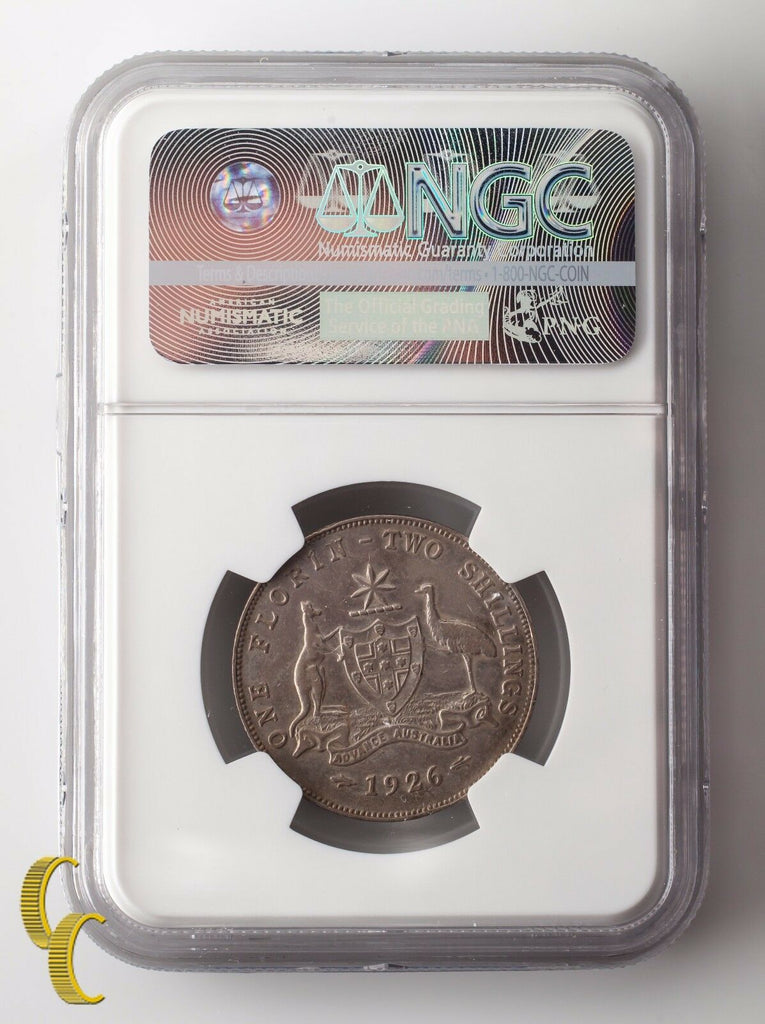 1926 Australia Florin, 2 Shillings Graded AU DETAILS By NGC, KM# 27