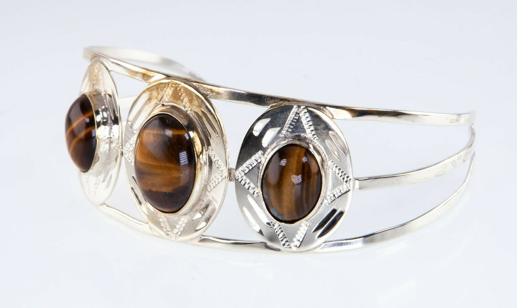 Navajo Sterling Silver Tiger Eye Cuff Bracelet