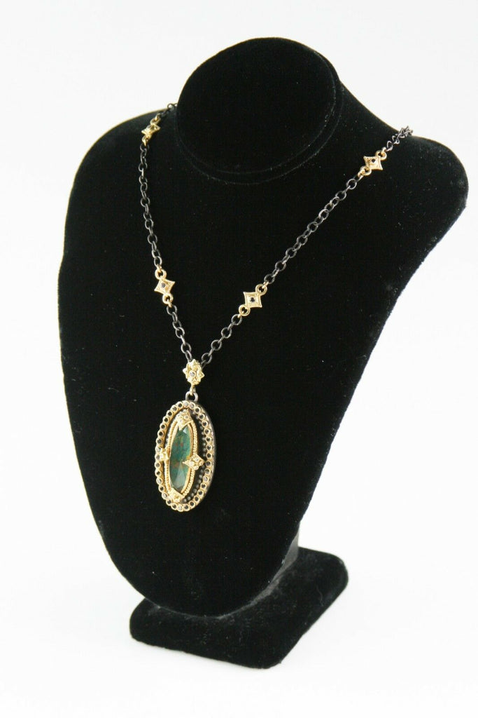 Emily Armenta Heraldic Bloodstone 18k Yellow Gold & 925 Silver Pendant Necklace