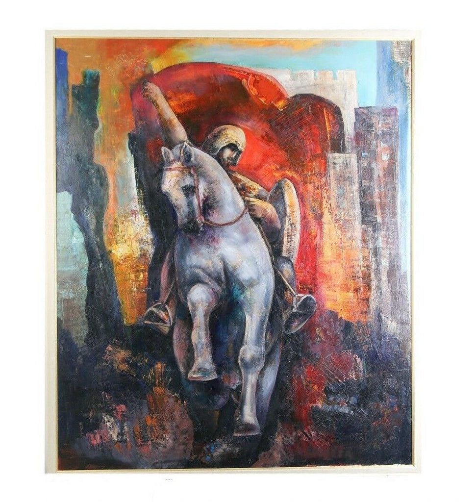 Untitled Equestrian Oil on Canvas Signed Nebojsa 39" x 47" Great Condition!