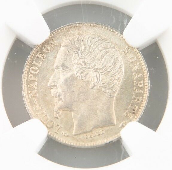1852-A France 50 Centimes Silver Coin MS-63 NGC Paris 50c Cent KM-793