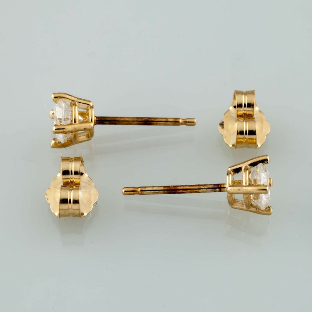 0.50 carat Round Diamond 14k Yellow Gold Stud Earrings Butterfly Backs