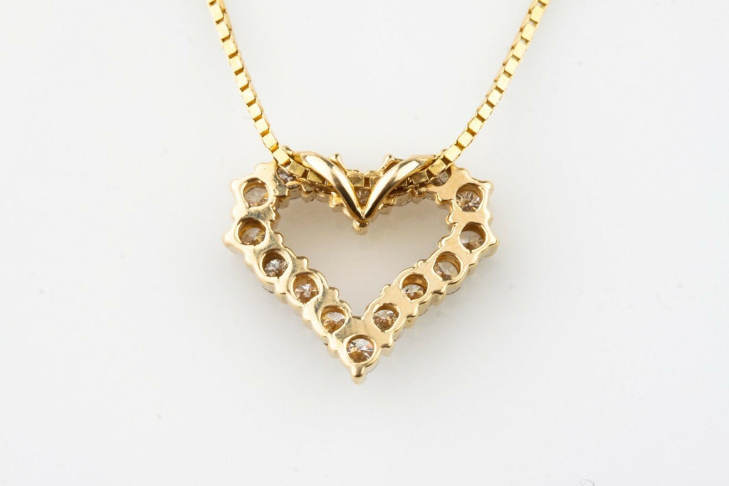 1.20 carat Diamond Heart 14k Yellow Gold Pendant 16 inch Necklace