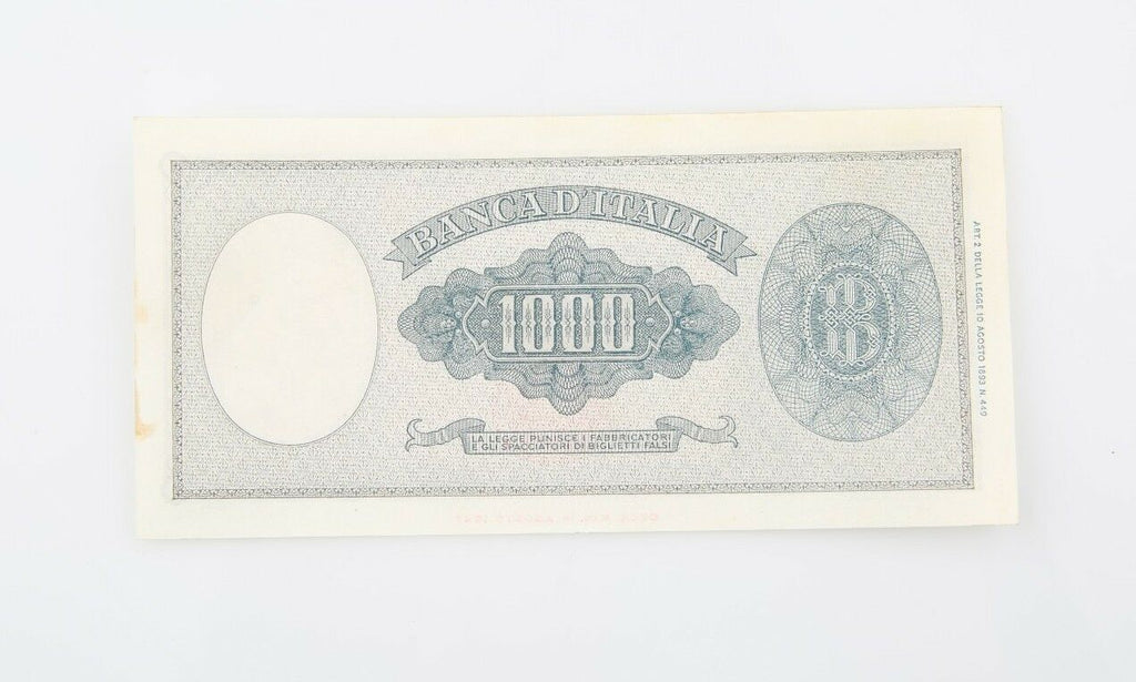 1949 Italy 1000 Lire Note Almost Uncirculated Banca d'Italia AU Italian P#88b
