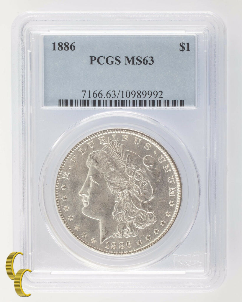1886 Silver Morgan Dollar $1 PCGS Graded MS 63