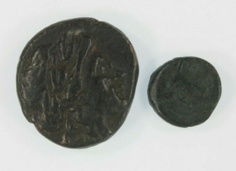 Ancient Greece 2-coin Set // Cyme (Kyme) Aeolis AE // Thessalian League AE