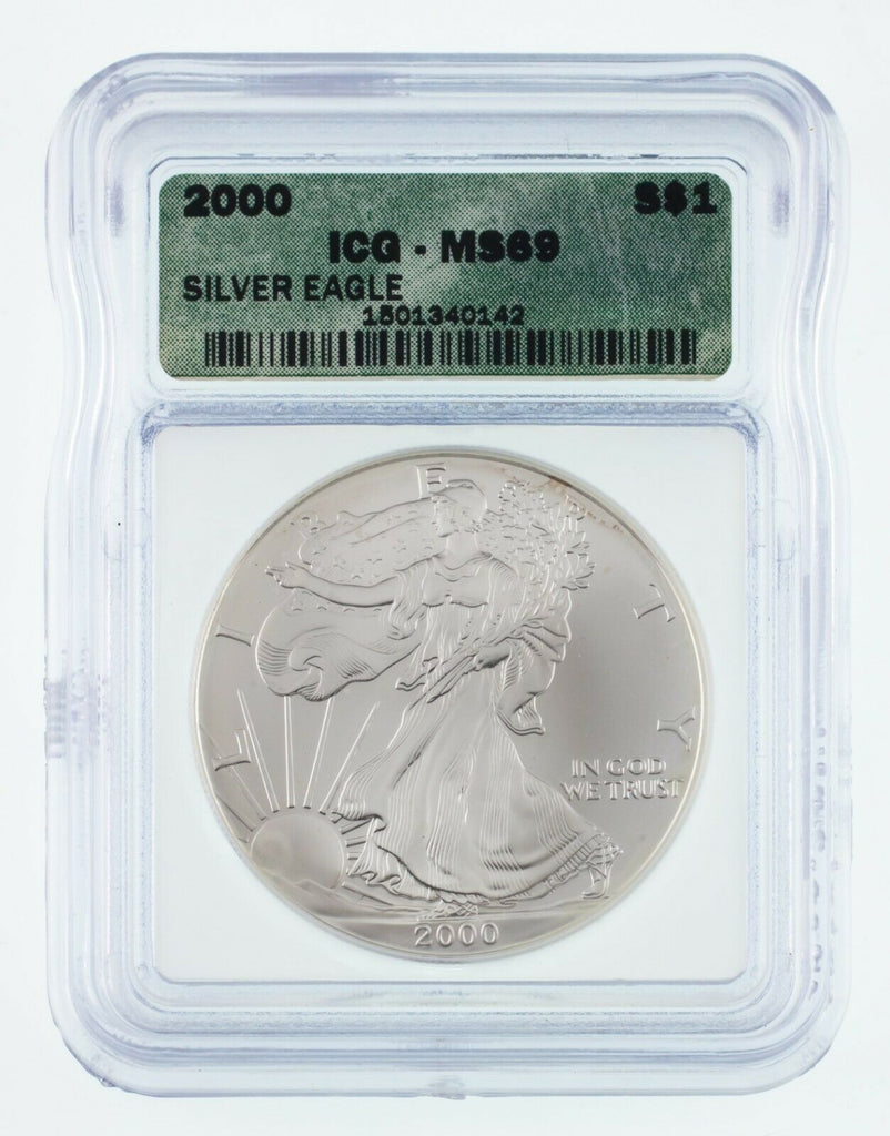 2000 $1 Silver American Eagle Graded by ICG as MS-69! Gorgeous Eagle!