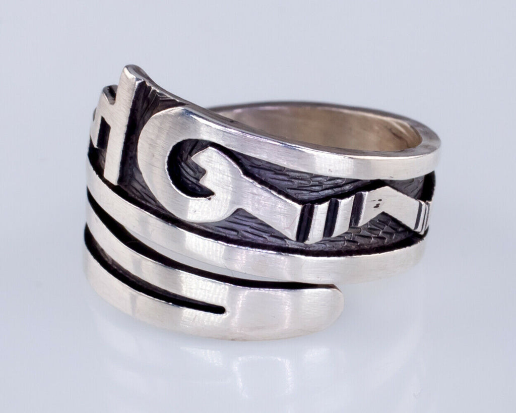 Trinidad Lucas Sterling Silver Hopi Antiqued Band Ring Size 6.5