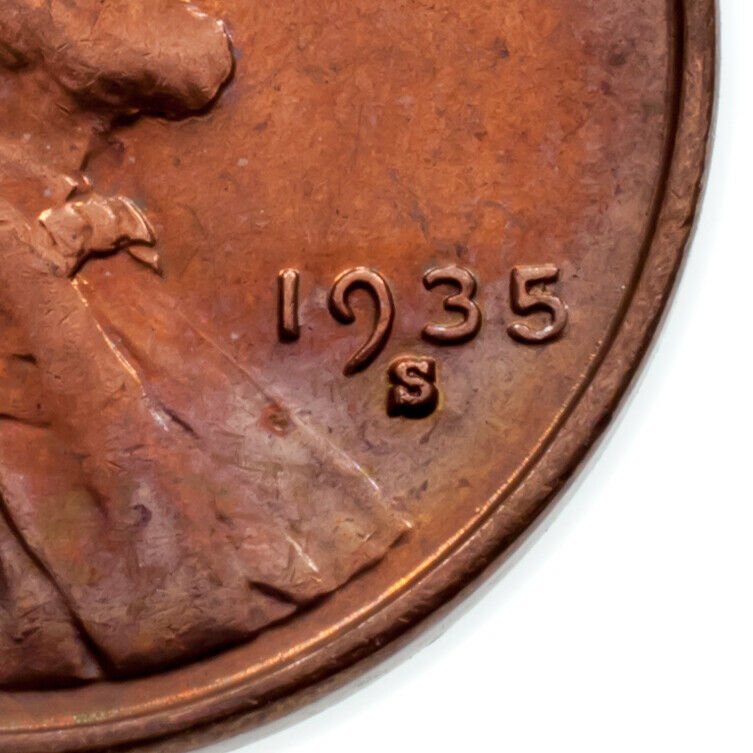 1935-S 1C Lincoln Cent in Gem BU Red Condition, Terrific Eye Appeal