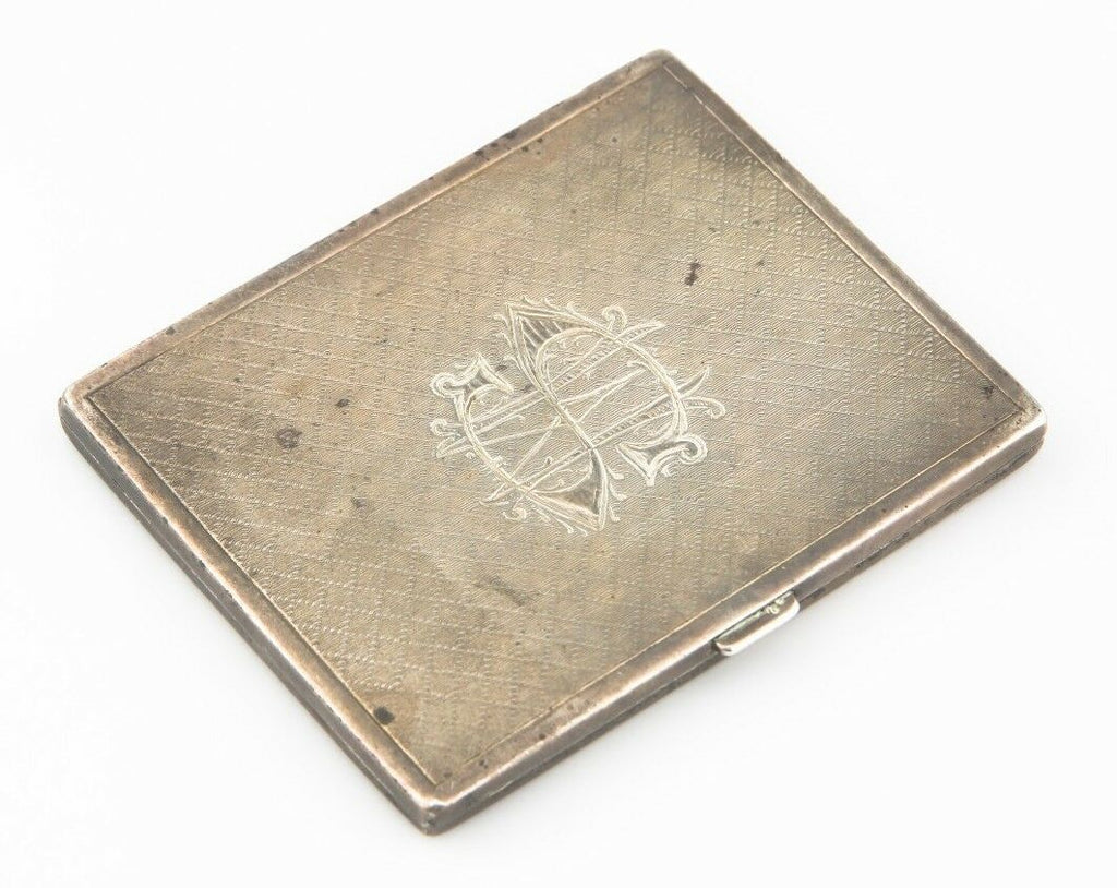 Vintage Silver & Enamel Snuff Box / Cigarette Case 102.8 grams, Monogrammed