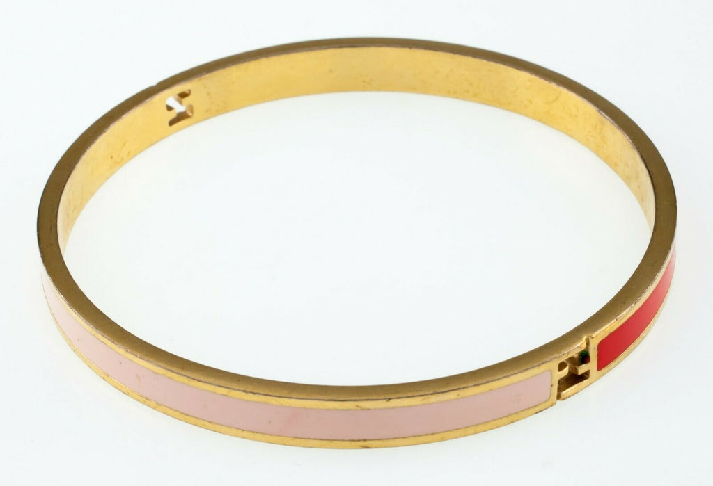 Fendi Fendista Gold-Plated Pink and Red Bangle FF Logo Nice