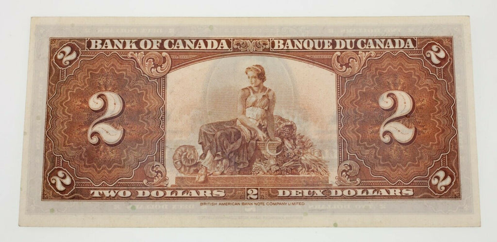 1937 Bank of Canada $2 Note in About Uncirculated Condition Pick #59c