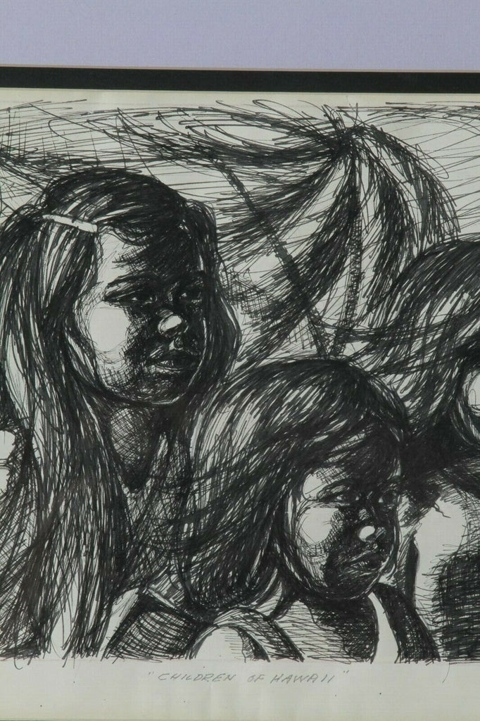 "Children of Hawaii" by Anthony Sidoni Pen & Ink Study for Oil Painting