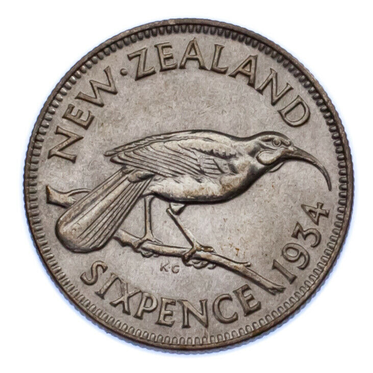 Lot of 3 New Zealand 6 Pence Silver Coins 1934 - 1943 XF - AU