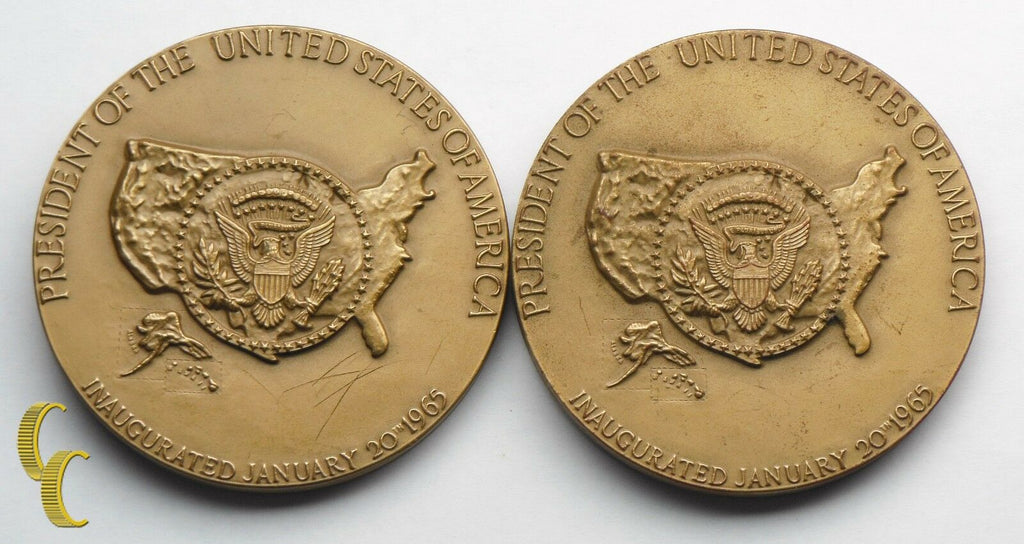 Medallic Art Co Lyndon Johnson Presidential Inauguration Medal 2 piece lot MACO