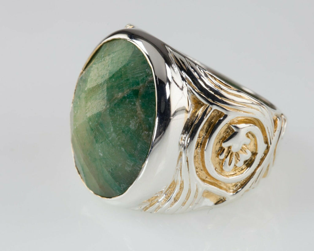 Green Corundum Sterling Silver Ring Sz: 7.5