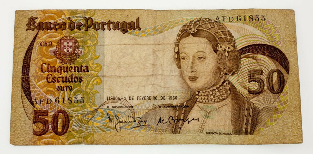 Lot of 9 Portugal Spain Currency Notes 1953 - 1998 VG - XF Condition