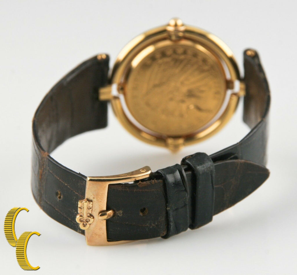 Corum 18k Yellow Gold $5 Half Eagle Quartz Coin Watch w/ Rotating Bezel