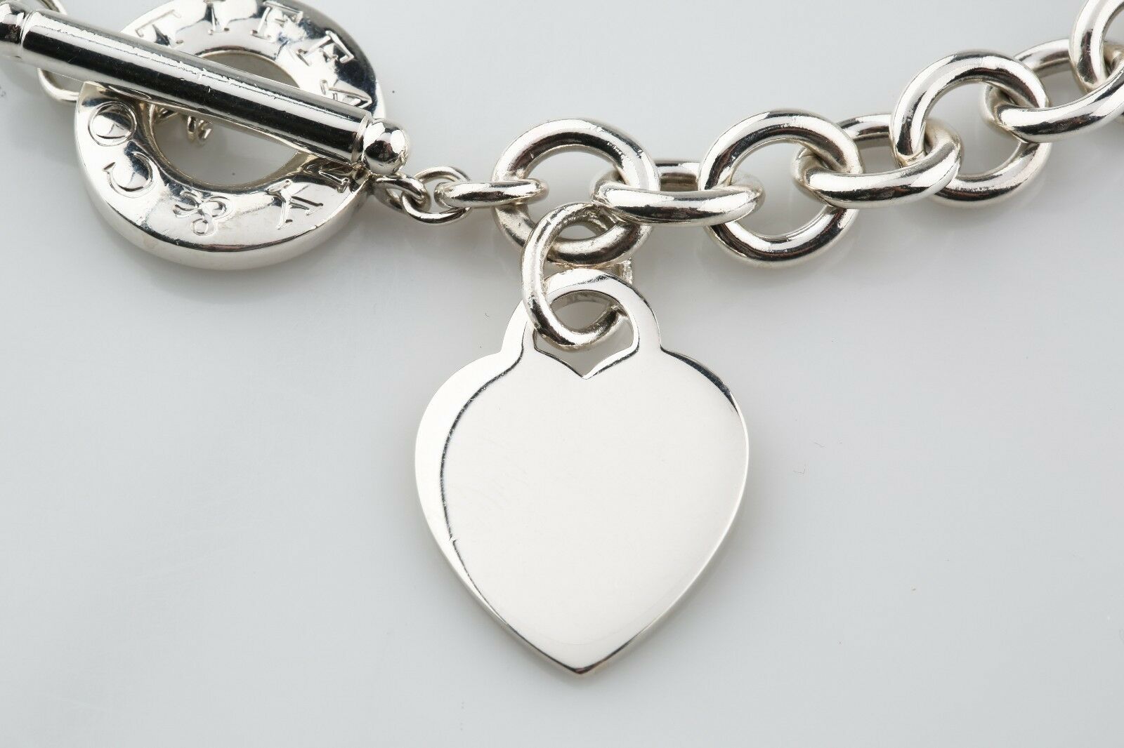 Tiffany Sterling Silver Blank Heart Tag Toggle Necklace