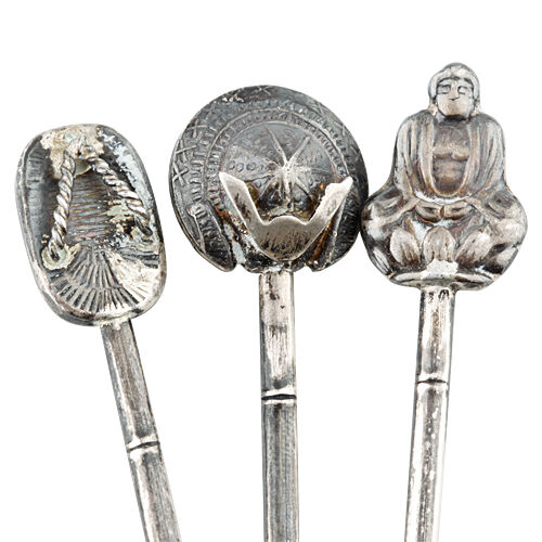 Vintage Japanese Sterling Silver 950 Demitasse Bamboo Spoons Set of 3