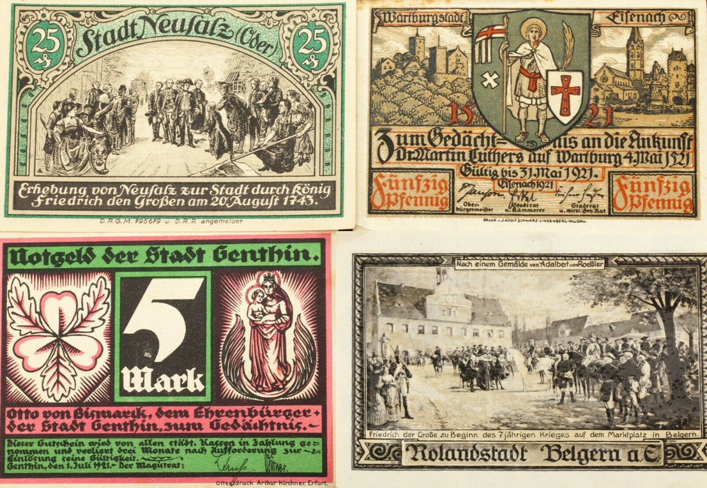 1920's Germany Notgeld Money 25pc Famous People - Genthin, Goldin, Leer, Stolp