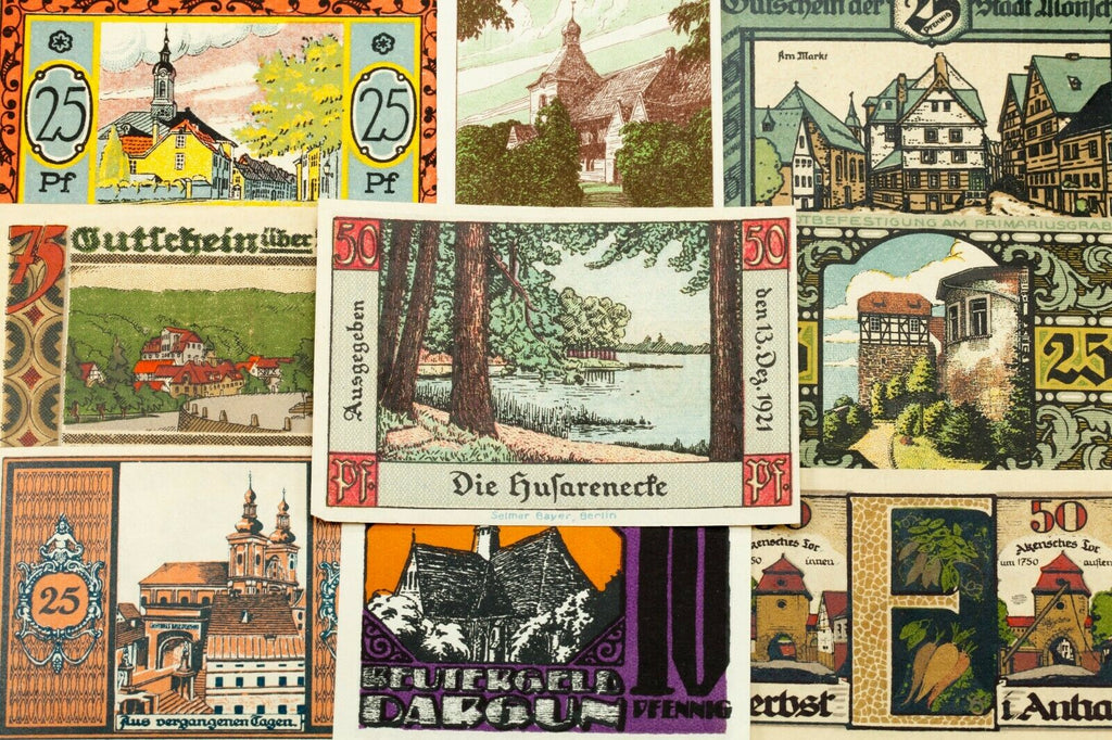1920's Germany Notgeld (Emergency Money) 25pc - Landscapes, City & Street Scenes