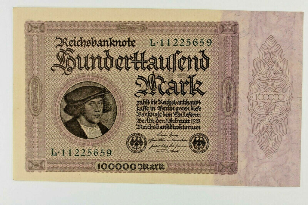 1923 Germany 100,000 Mark Notes / 11 (Eleven) Sequentially Numbered Bills Weimar