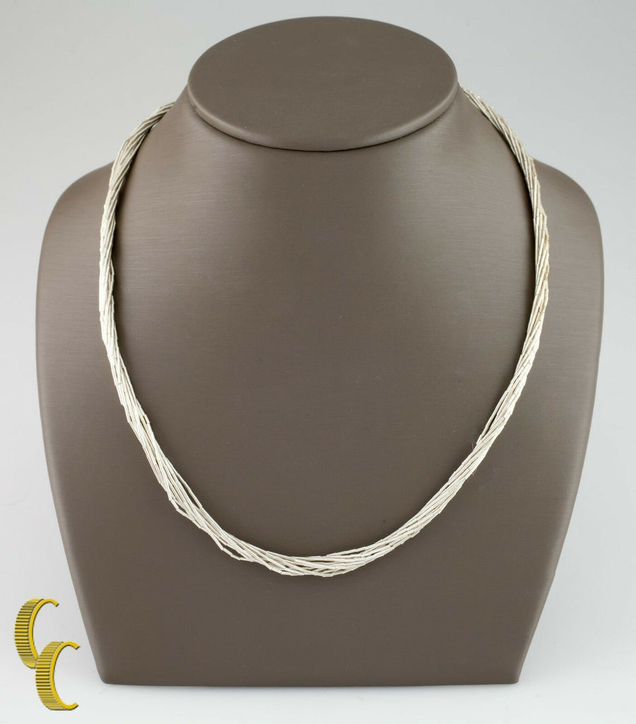 10 Strand Sterling Silver Liquid Silver Necklace Approximately 20" Long