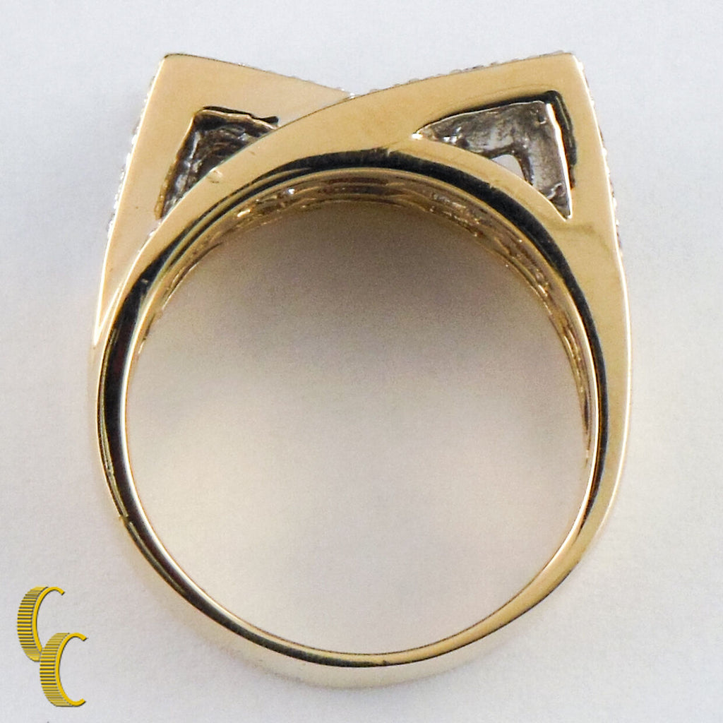 14K Yellow Gold Princess & Round Cut 3.25 carat Diamond Plaque Ring Sz 9