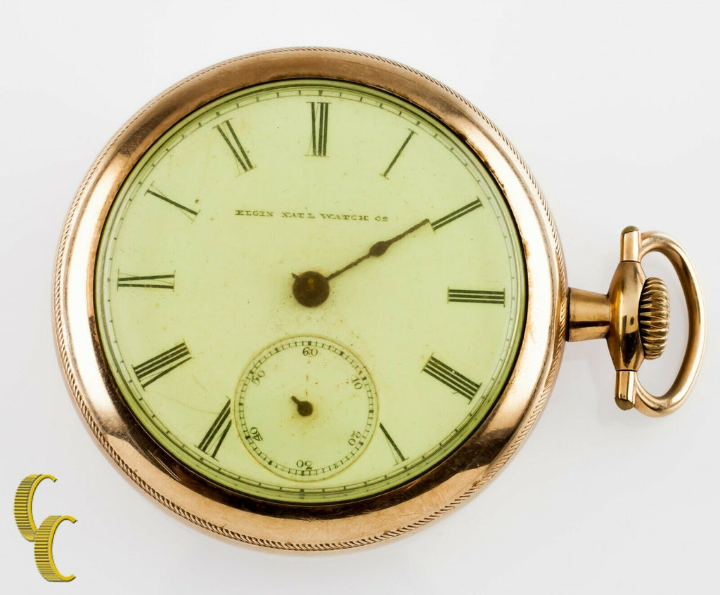 Elgin Open Face Gold Filled Antique Pocket Watch Gr 103 10S 15-Jewel