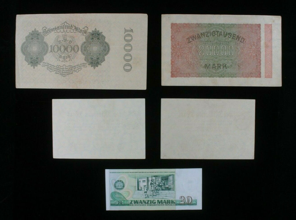 Germany Misc 5-Notes Set // 1922-1923 Weimar Republic & 1986 East Germany (DDR)