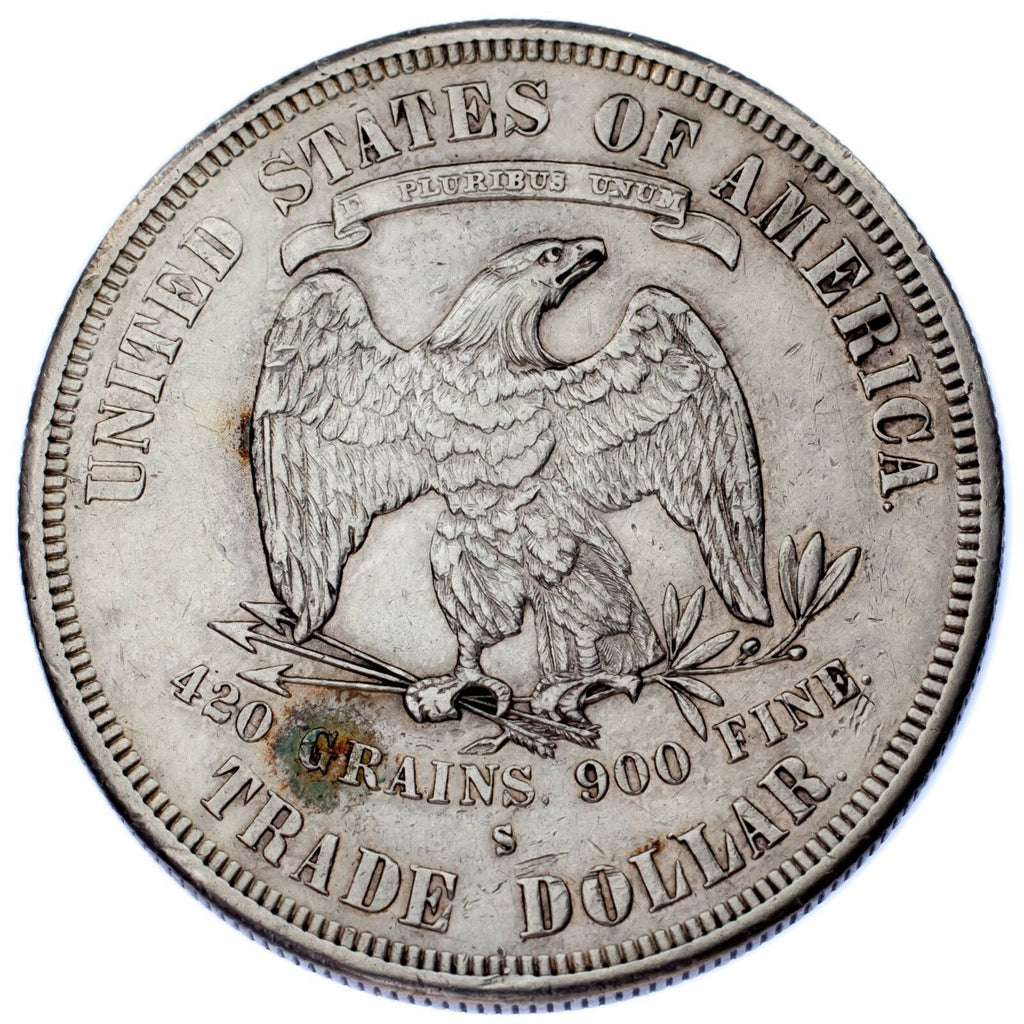 1877-S $1 Trade Dollar XF Condition, Light Gray Color, Strong Detail Both Sides