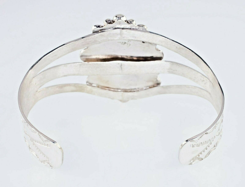 Moss Agate Sterling Silver Navajo Cuff Bracelet