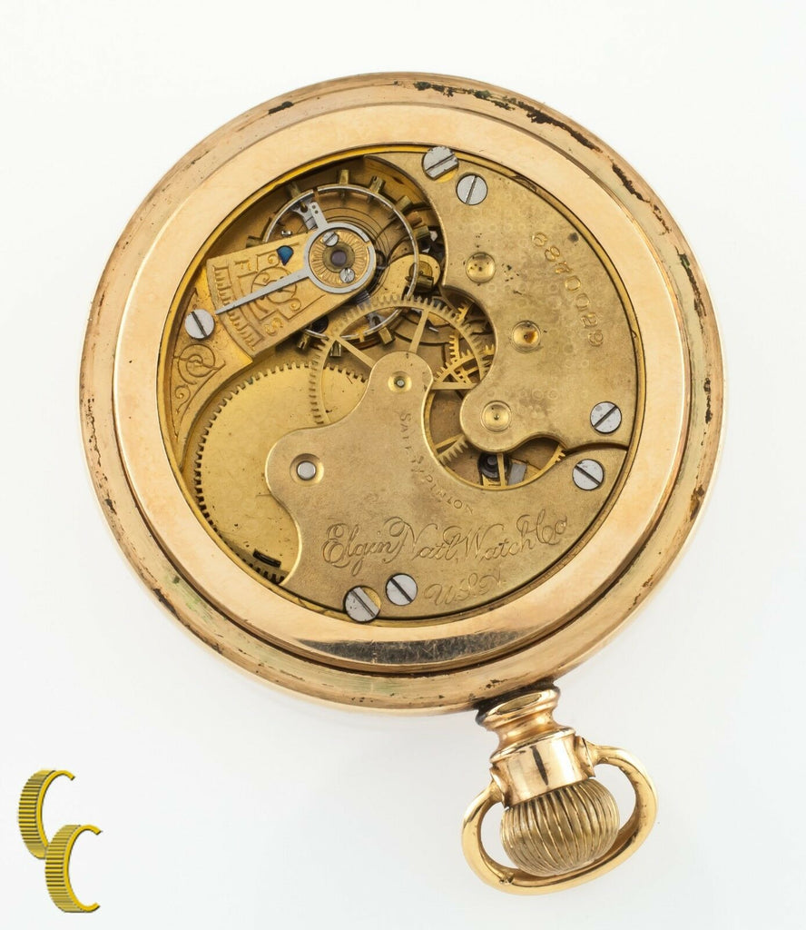 Elgin Open Face 14K Yellow GF Antique Pocket Watch Gr 117 6S 17 Jewel 1897