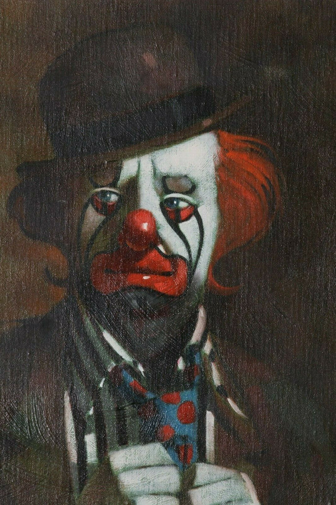 Clown w/ Polka Dot Tie by Chuck Oberstein Signed Oil on Canvas 24"x18"