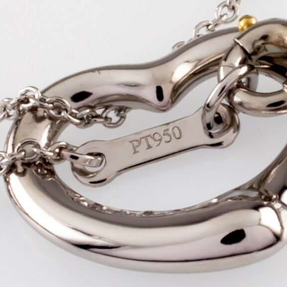 Tiffany & Co. Elsa Peretti Open Heart Platinum Pendant w/ Diamond and 16" Chain