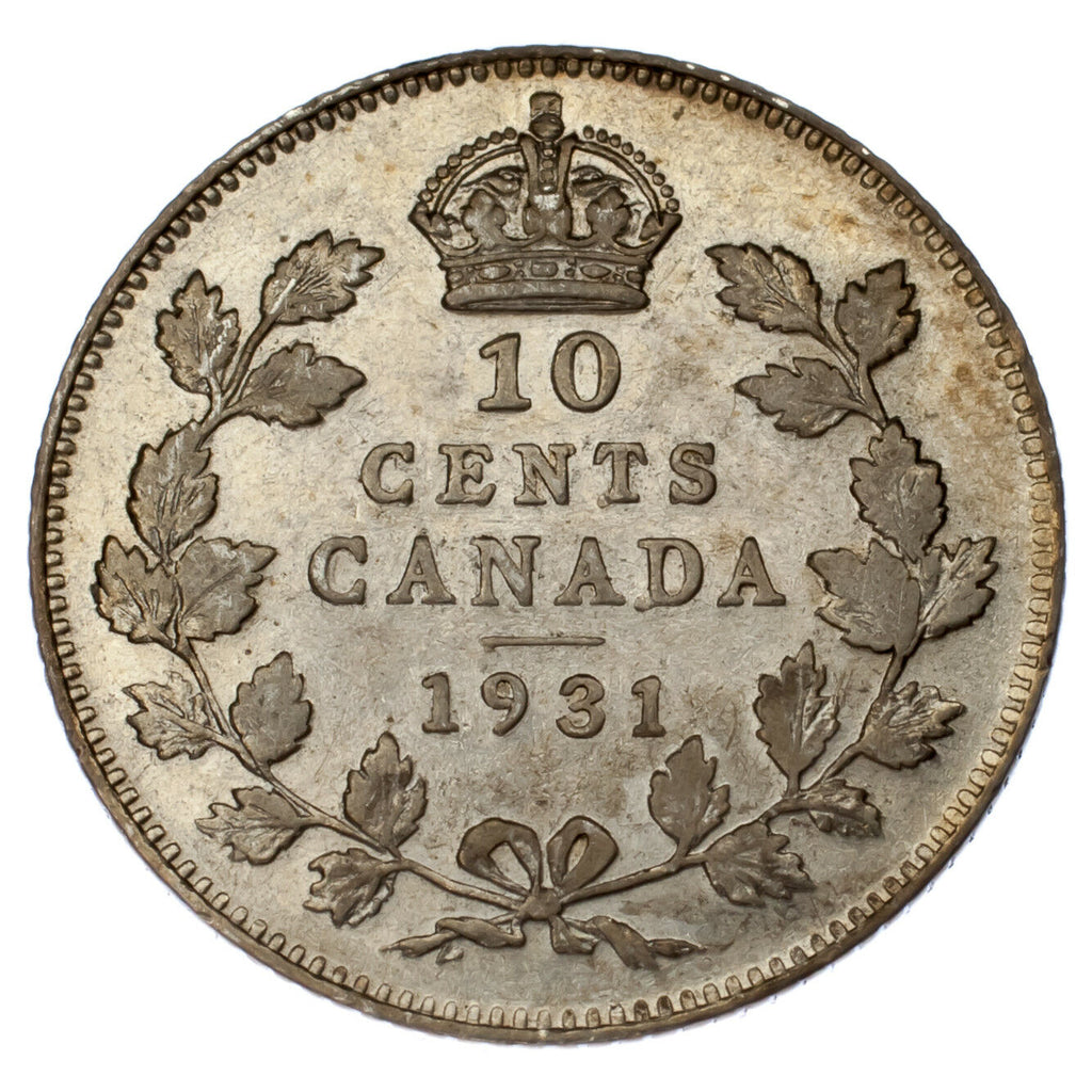 1931 Canada 10 Cents Silver Coin in XF+ Condition KM #23a