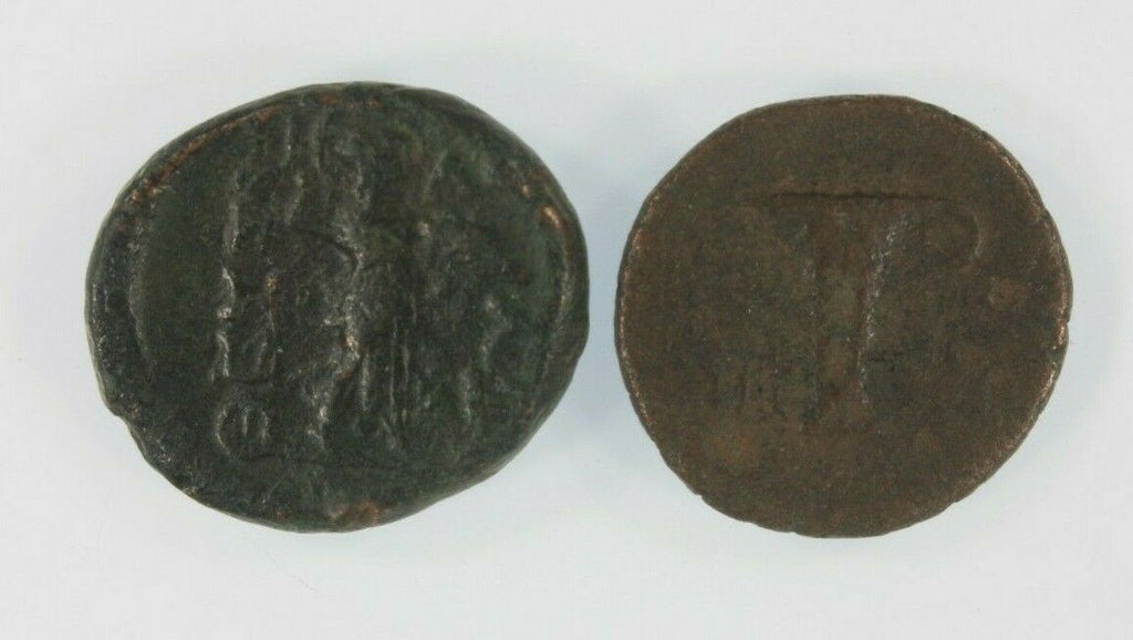 Ancient Greece 2-coin Set // Thessalian League AE18 // Cyme Aeolis AE 17mm