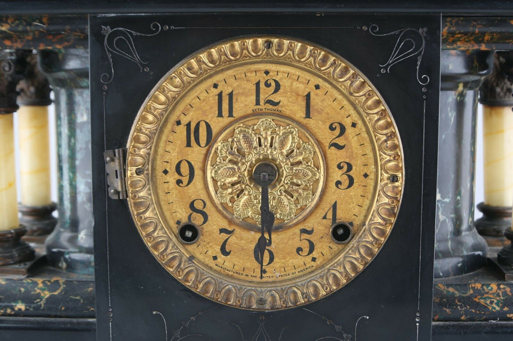 Seth Thomas Adamantine Mantle Clock Larkin Model 35 c1900 w/ Original Bob & Key