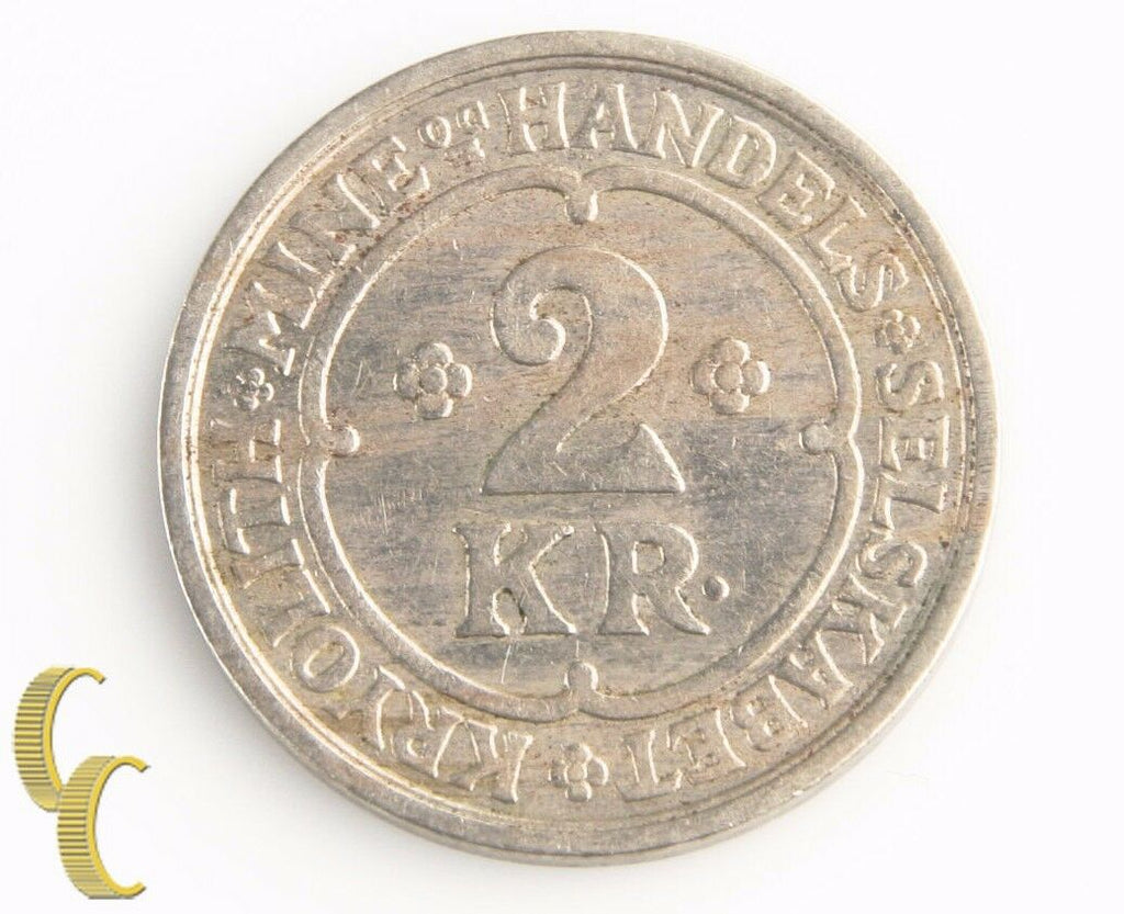 1922 Greenland 2 Kroner Token (Extra Fine+, XF+) Ivigtut Cryolite Mining KM-Tn48