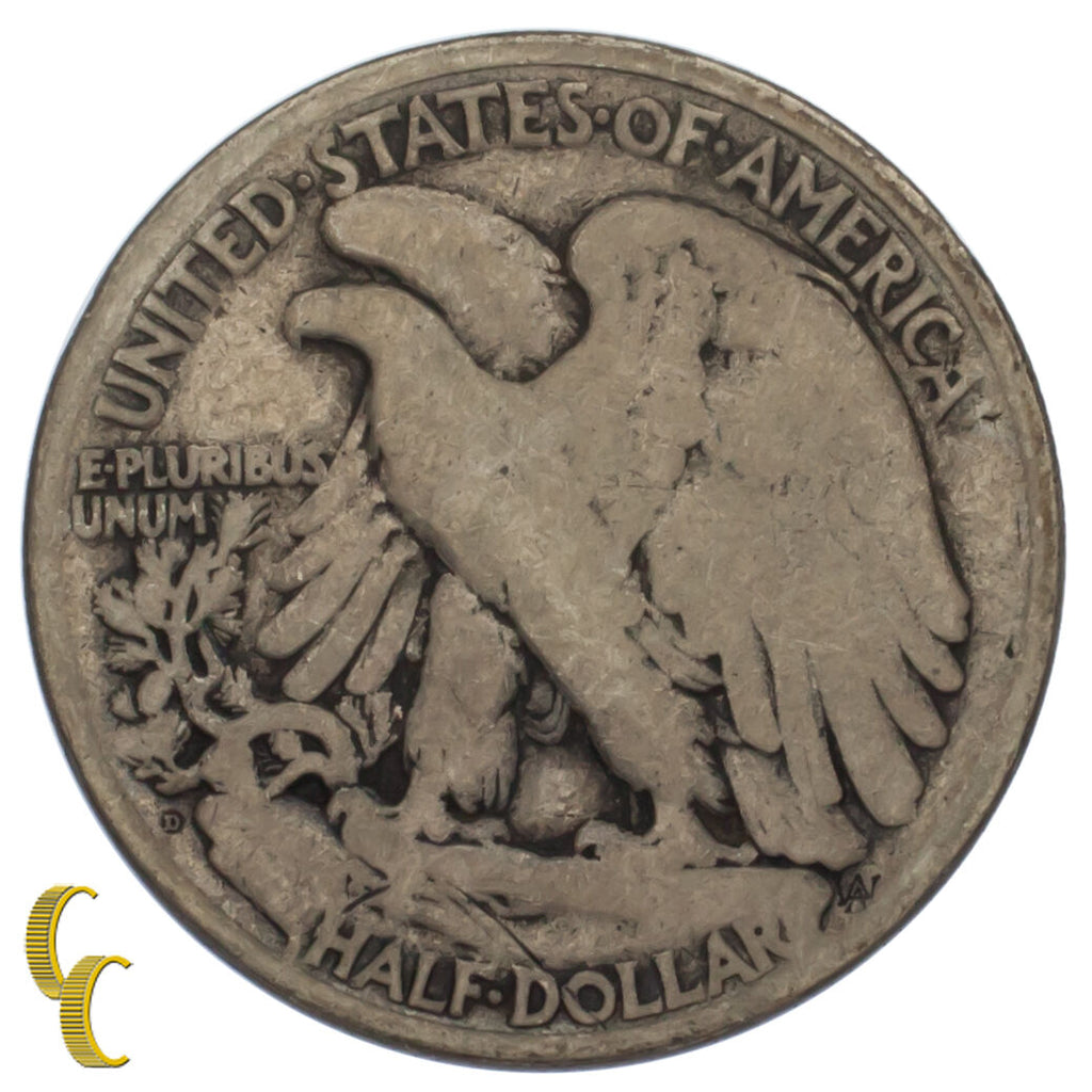 1921-D Silver Walking Liberty Half Dollar 50C (Good, G Condition)