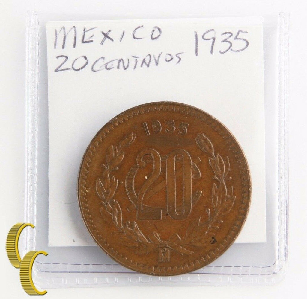 1935-Mo Mexico 20 Centavos (Uncirculated, UNC) Veinte Twenty 20c Coin KM-437