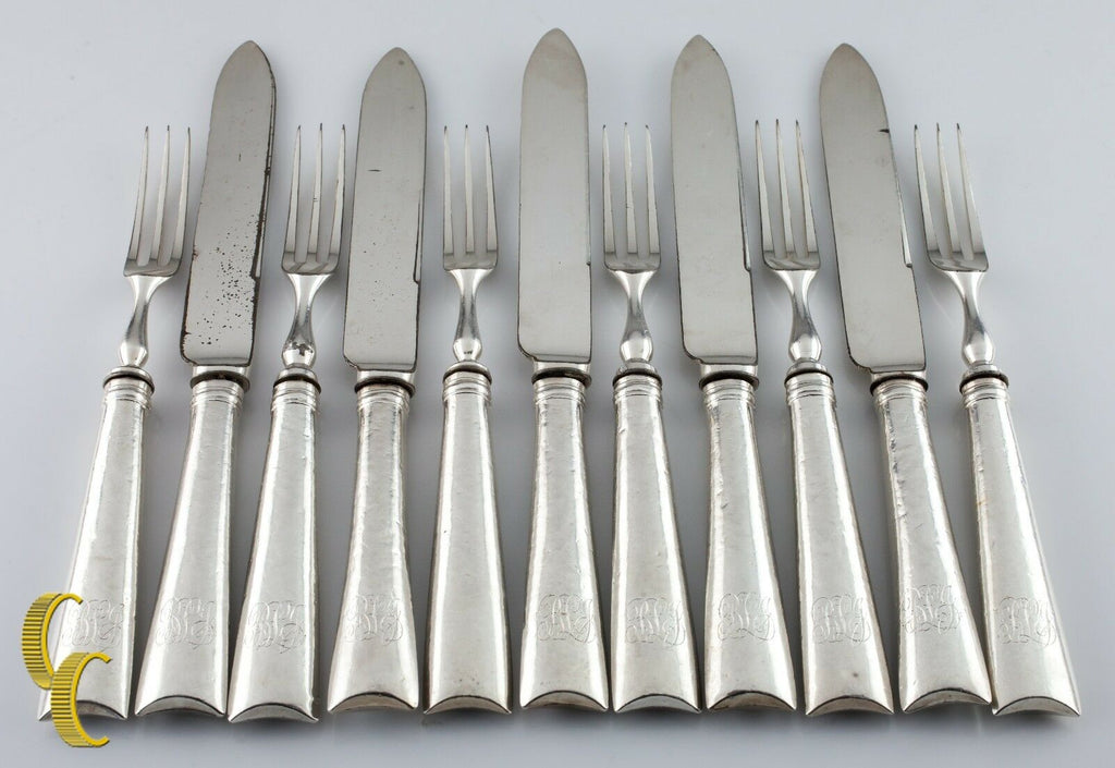 Thomas Bradbury & Sons Sterling Silver Cocktail Forks and Knives Fruit Set
