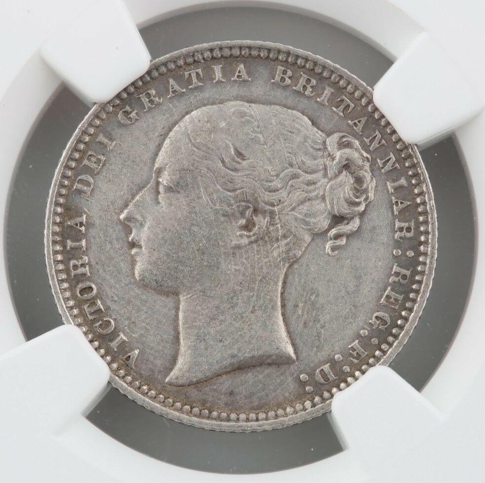 1874 Great Britain 1 Shilling Silver Coin Slabbed XF NGC KM 734.2 Die 60 England
