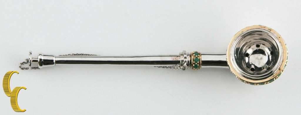 .925 Sterling Silver & 14K Yellow Gold With Emerald 3-piece & Poker Pipe